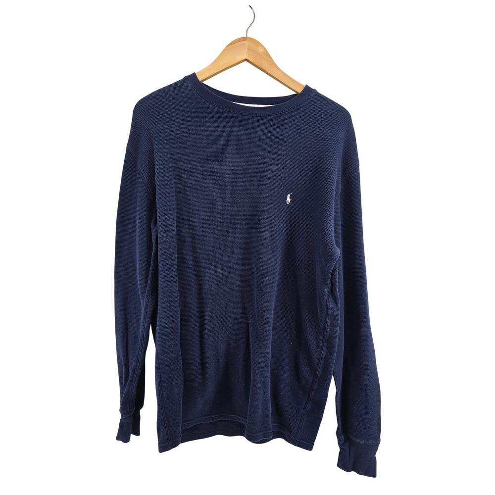 Polo Ralph Lauren Thermal Shirt Mens XL Waffle Knit Navy Blue Pony Logo EUC
